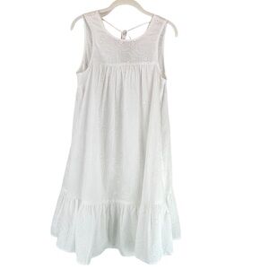 NEW Lucky Brand Boho Eyelet Tiered Midi Sun Dress White 100% Cotton Sz S NWT